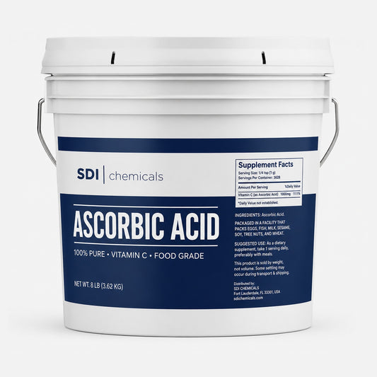 SDI Chemicals Ascorbic Acid (Vitamin C) powder 8 lb bucket — 4-pack listing includes four buckets, 32 lb total